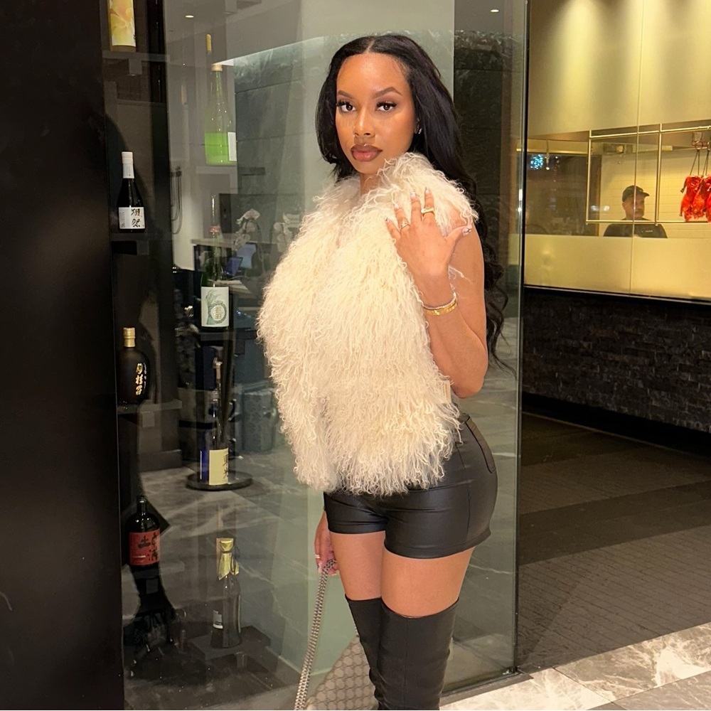 Varenne Mongolian Fur Halter Top